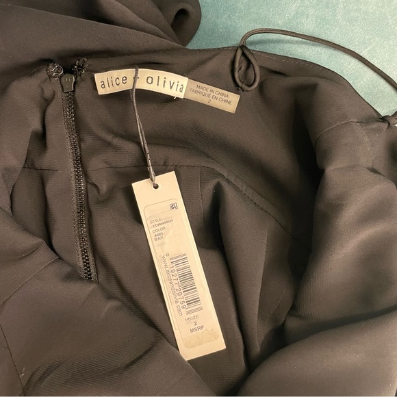 Alice + Olivia Adrina Flounce Hem Midi Dress in Black - Picture 11 of 15